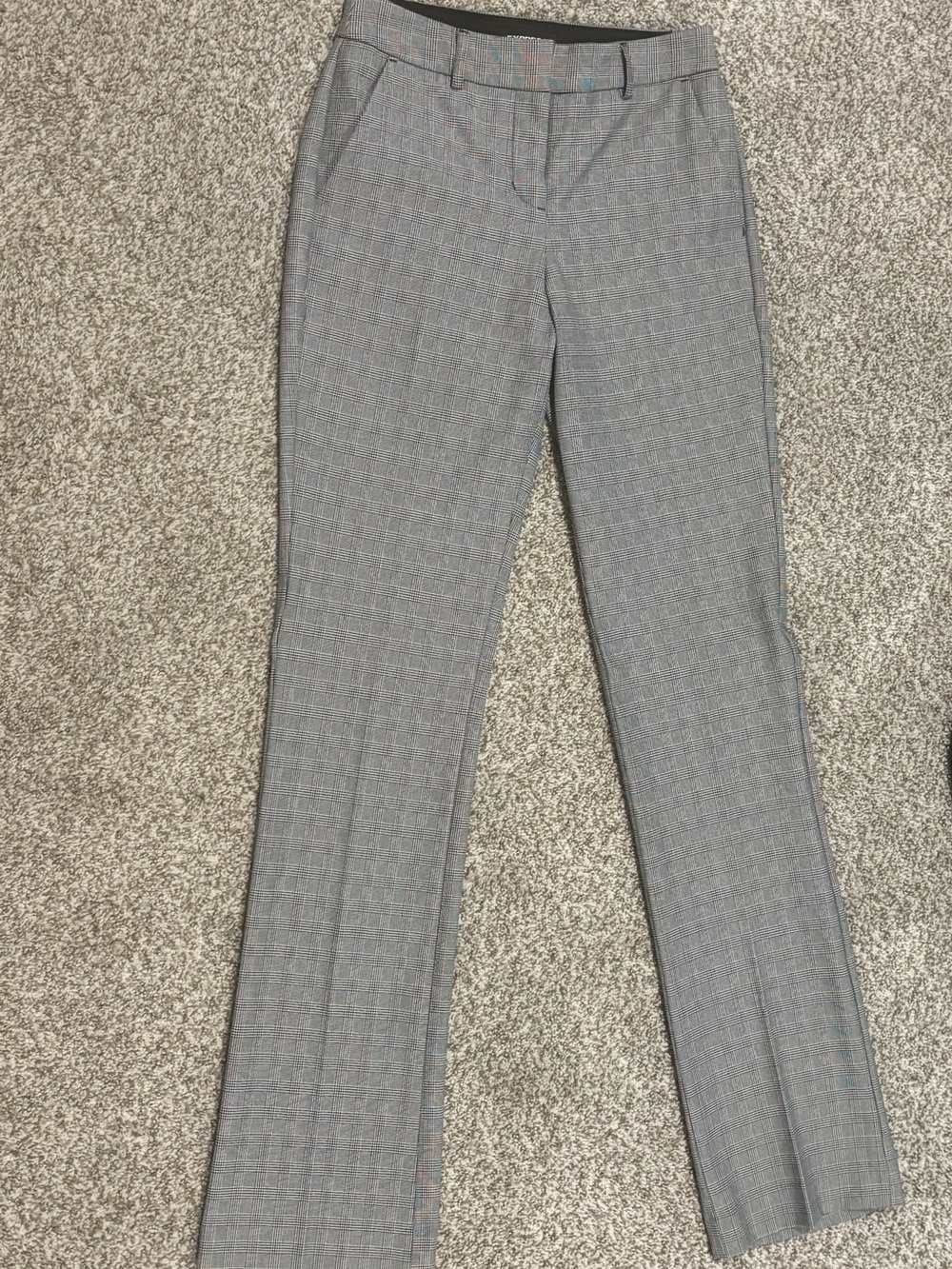 Express Gray Glen Plaid Barely Boot Cut Dress Pants